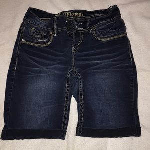 Wall Flower. Blue Jean Burmuda shorts